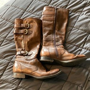 Brown distressed boots